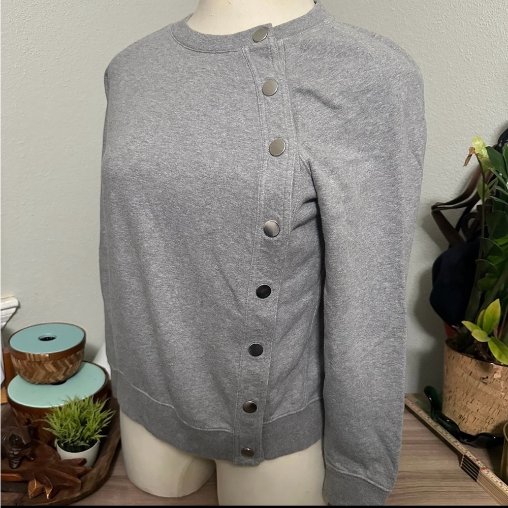10 Crosby Derek Lam Gray Button-Detail Sweatshirt